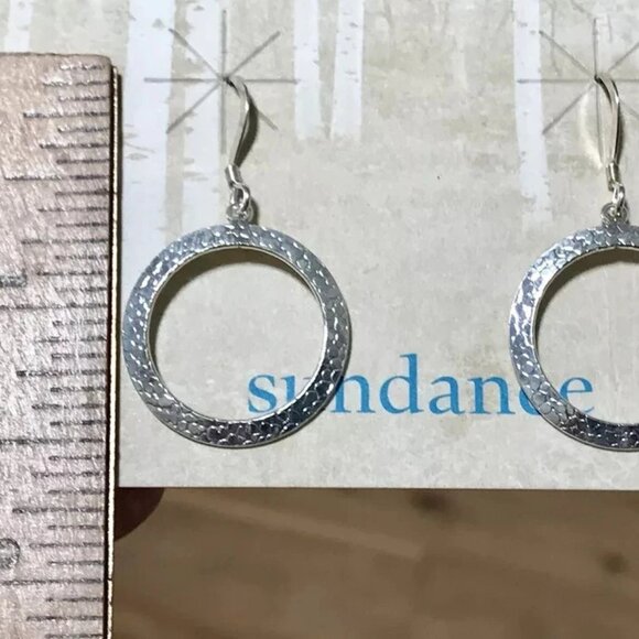 Sundance NEW $68 Silver Hoop Patterned 1-1/2" Lightweight Dangle Earrings Simple - Picture 5 of 9